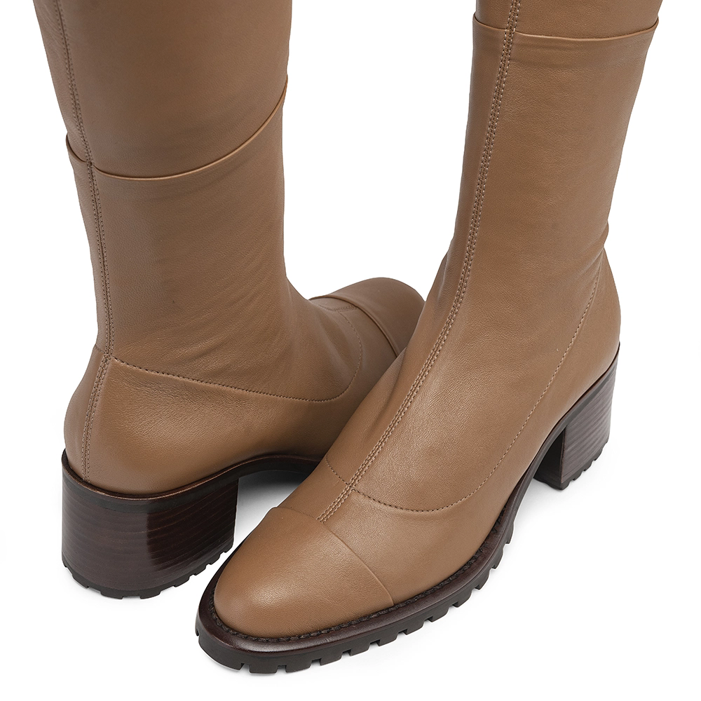 Bota Over The Knee Fenix Pelica Stretch Caramelo